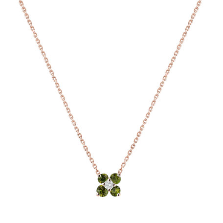 Diamond necklace with Peridot Divine Bloom