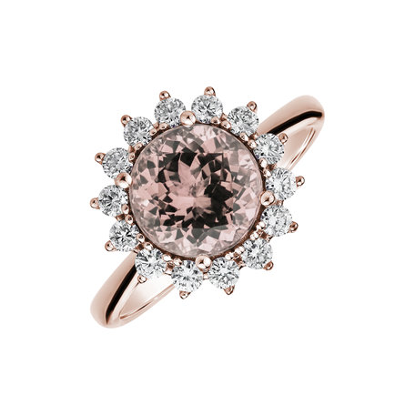 Diamond ring with Morganite Stellar Sun