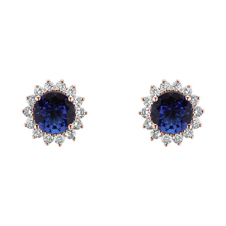 Diamond earrings with Tanzanite Lilac Flower