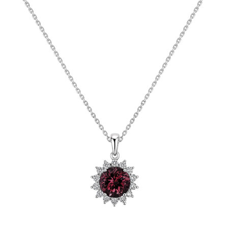 Diamond pendant with Rhodolite Lilac Flower