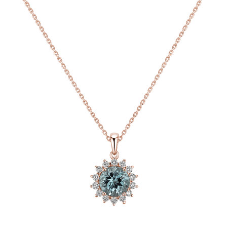 Diamond pendant with Topaz Sky Lilac Flower