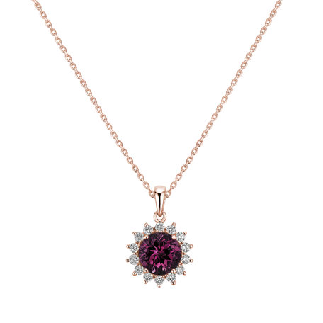 Diamond pendant with Rhodolite Magical Flora