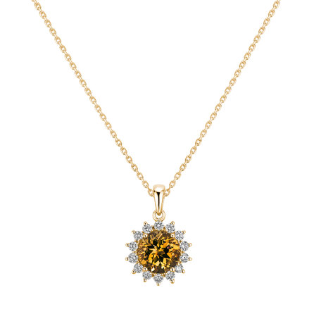 Diamond pendant with Citrine Lilac Flower