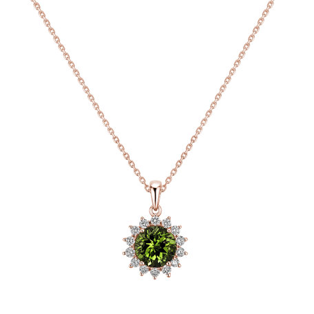 Diamond pendant with Peridot Lilac Flower