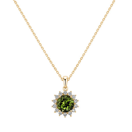 Diamond pendant with Peridot Lilac Flower