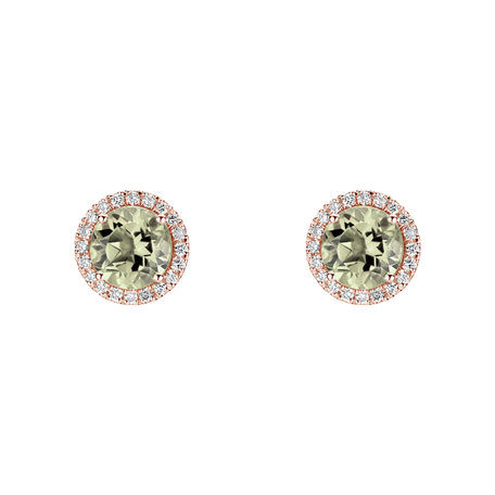 Diamond earrings with Amethyst Green Eternal Sunshine