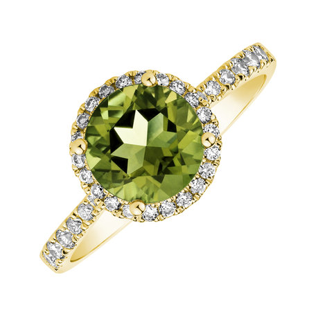 Diamond ring with Peridot Sparkly Bonbon