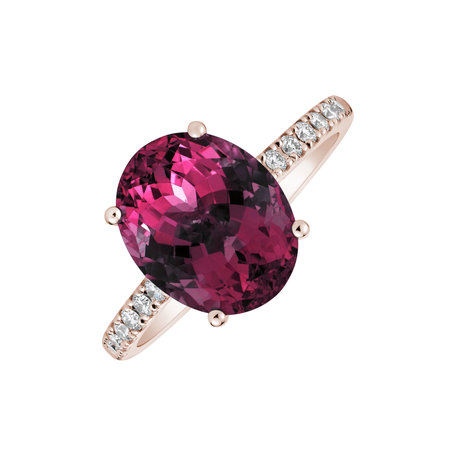 Diamond ring with Rhodolite Luxury Embrace