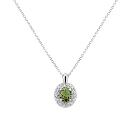 Diamond necklace with Sapphire Green Princess