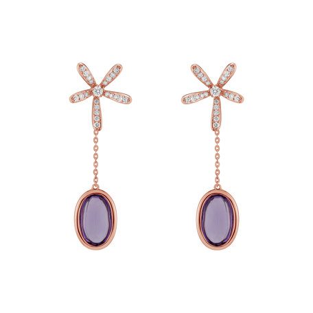 Diamond earrings with Amethyst Comfortable Trait