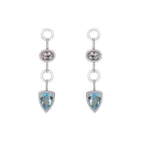 Diamond earrings, Amethyst and Topaz Folk Hero