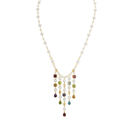 Diamond necklace with Pearl and gemstones Avisa