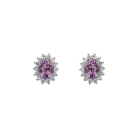 Diamond earrings with Kunzite Princess Sparkle