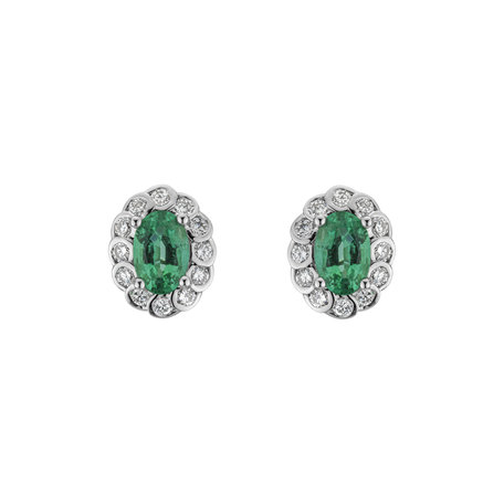 Diamond earrings with Emerald Glamour Princess