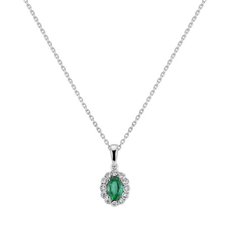 Diamond pendant with Emerald Princess