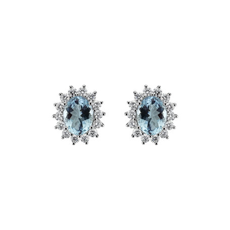 Diamond earrings with Aquamarine Princess Sparkle