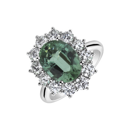 Diamond ring with Emerald Sky Goddess