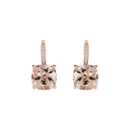 Diamond earrings with Morganite True Faith