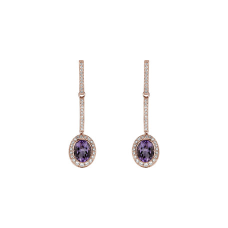 Diamond earrings with Amethyst Celosia