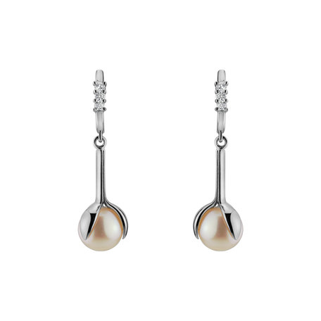 Diamond earrings with Pearl Ocean Flora