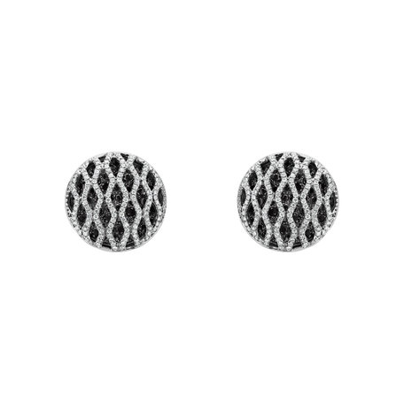 Earrings with black and white diamonds Brilliant Wheels