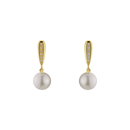 Diamond earrings with Pearl Water Elegance