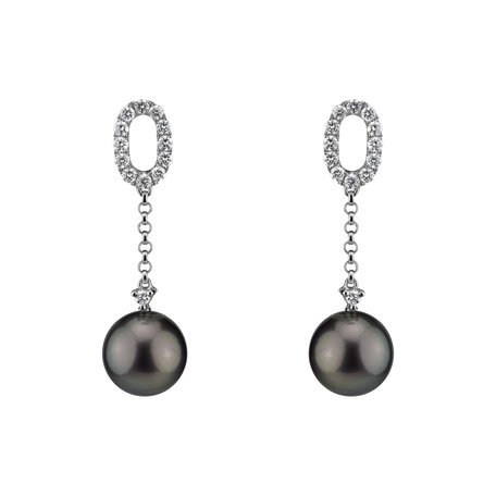 Diamond earrings with Pearl Ocean Void