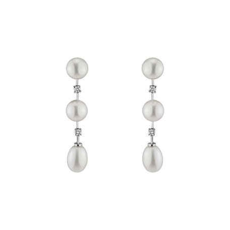 Diamond earrings with Pearl Thalia Treasure