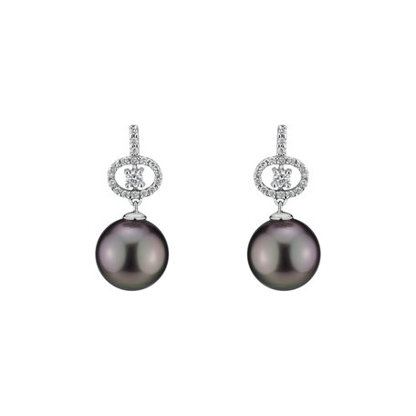 Diamond earrings with Pearl Living Deep