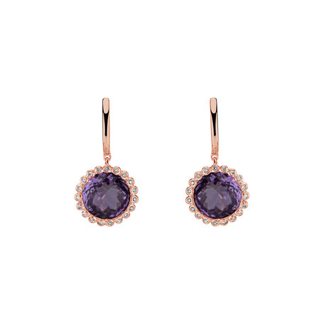 Diamond earrings with Amethyst Radiant Aurora