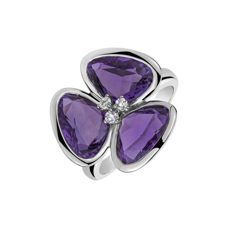 Diamond ring and Amethyst Vendela Flower