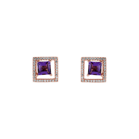 Diamond earrings with Amethyst Melancholy  Echo