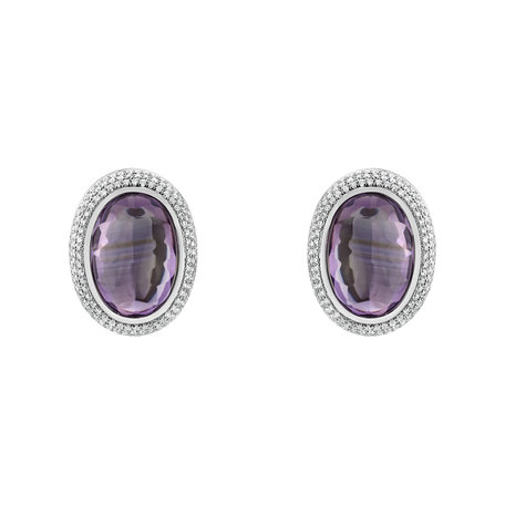 Diamond earrings with Amethyst Lullabic Melody