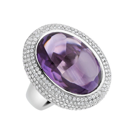 Diamond rings with Amethyst Saron