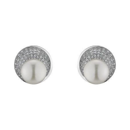 Diamond earrings with Pearl Analeigh