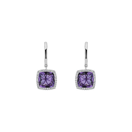 Diamond earrings with Amethyst Pèlerinage