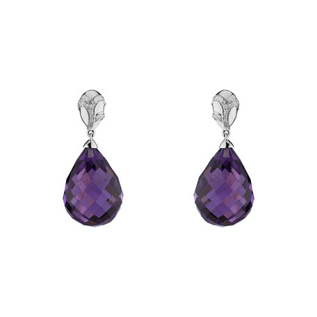 Diamond earrings with Amethyst Hanlerore