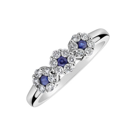 Diamond ring with Sapphire Forget Me Not