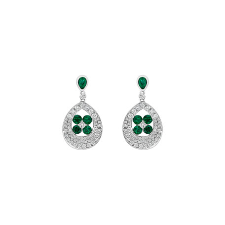 Diamond earrings and Emerald Forest Charm