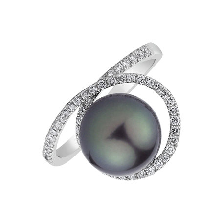 Diamond ring with Pearl Sea Eclipse