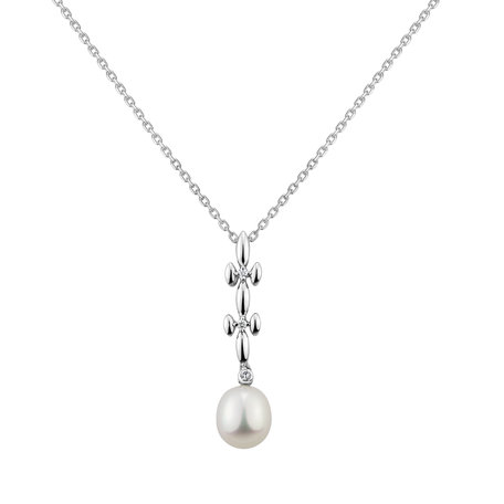 Diamond pendant with Pearl Cosmic Sea