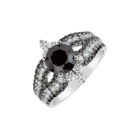 Ring with black and white diamonds Elden