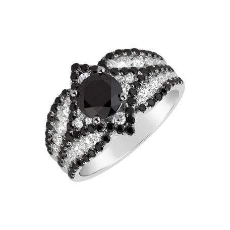 Ring with black and white diamonds Astrid