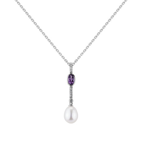 Diamond pendant with Pearl and Amethyst Sacred Treasure