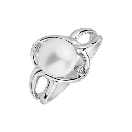 Diamond ring with Pearl Heavenly Sea