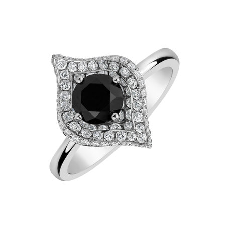 Ring with black and white diamonds Baroque Message