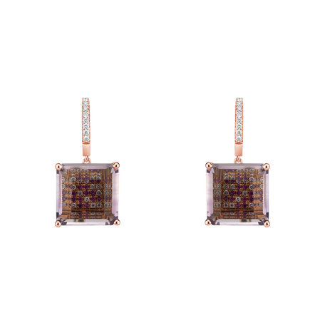 Diamond earrings with Amethyst and Sapphire Aisling