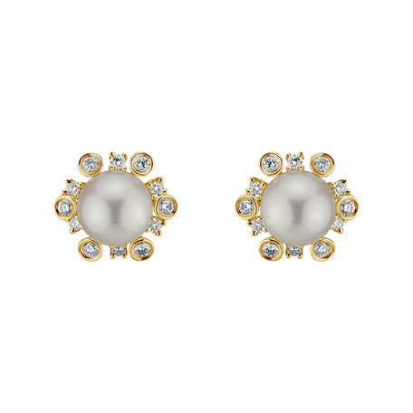 Diamond earrings with Pearl Abeiria