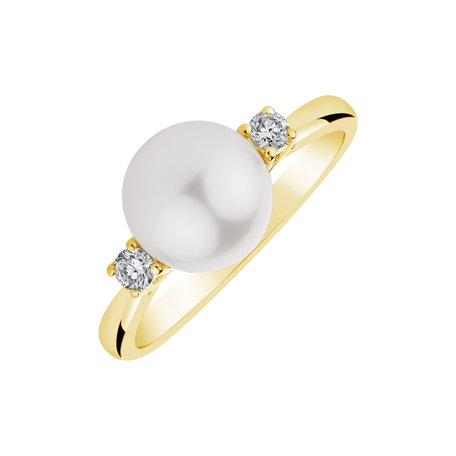 Diamond ring with Pearl Golden Treasure