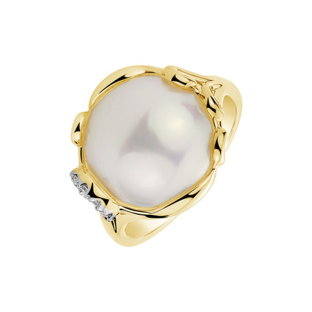 Diamond ring with Pearl Enchanted Pacific